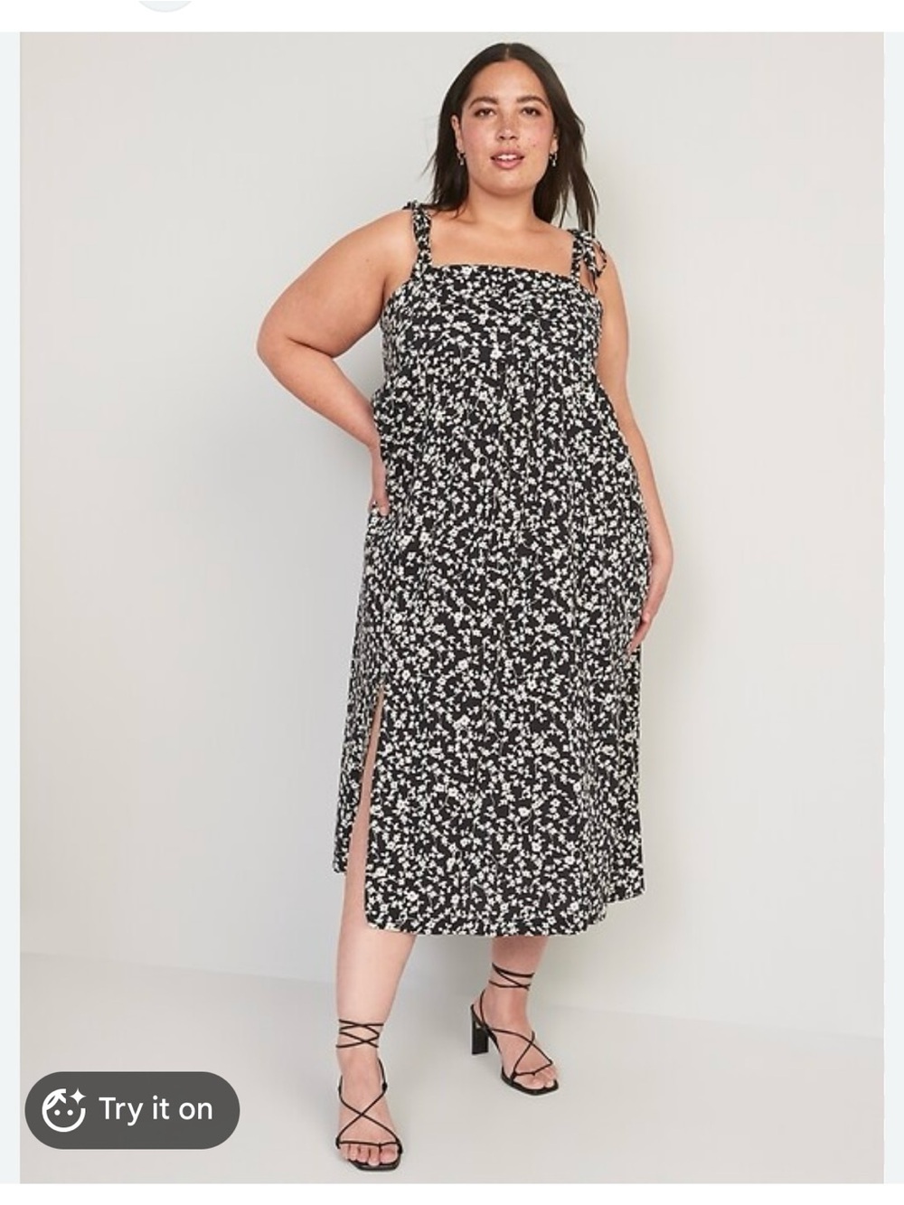 Old Navy Large Tie-Shoulder Floral-Print Split-Front Midi
Swing Dress